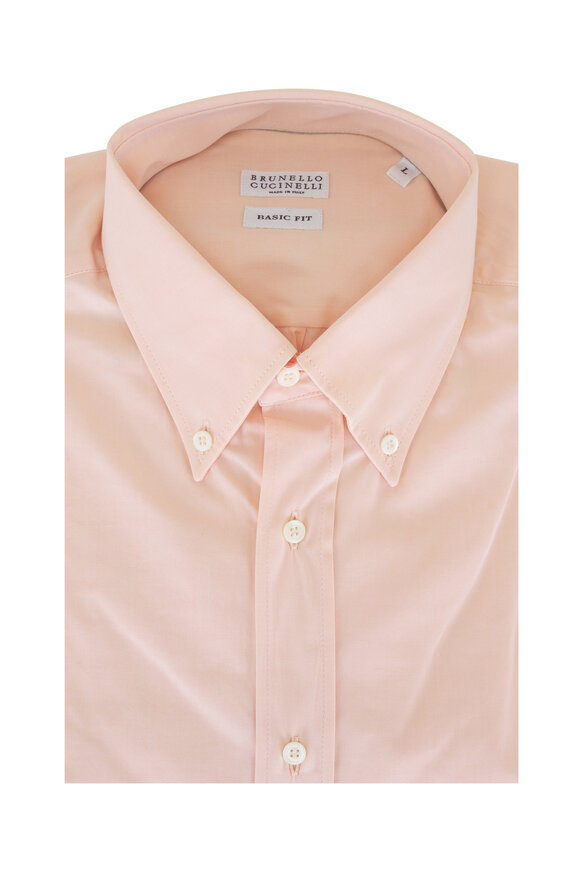 Brunello Cucinelli Melon Cotton Poplin Sport Shirt