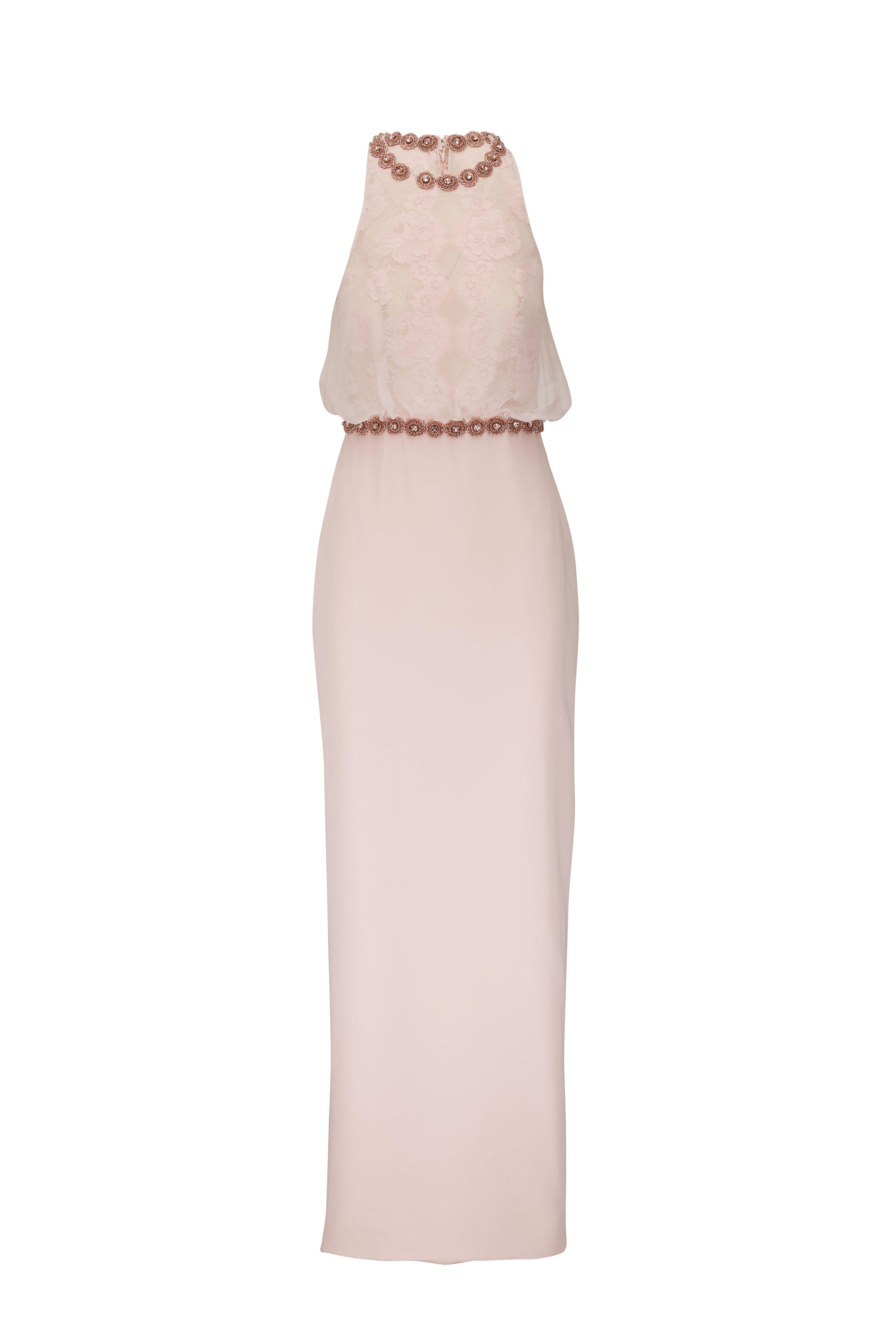 Donald Deal - Blush Satin & Chiffon Halter Gown