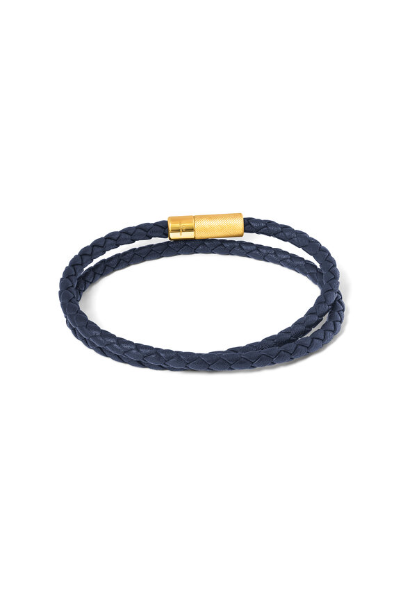 Tateossian - Pop Rigato Double Wrap Navy Leather Bracelet