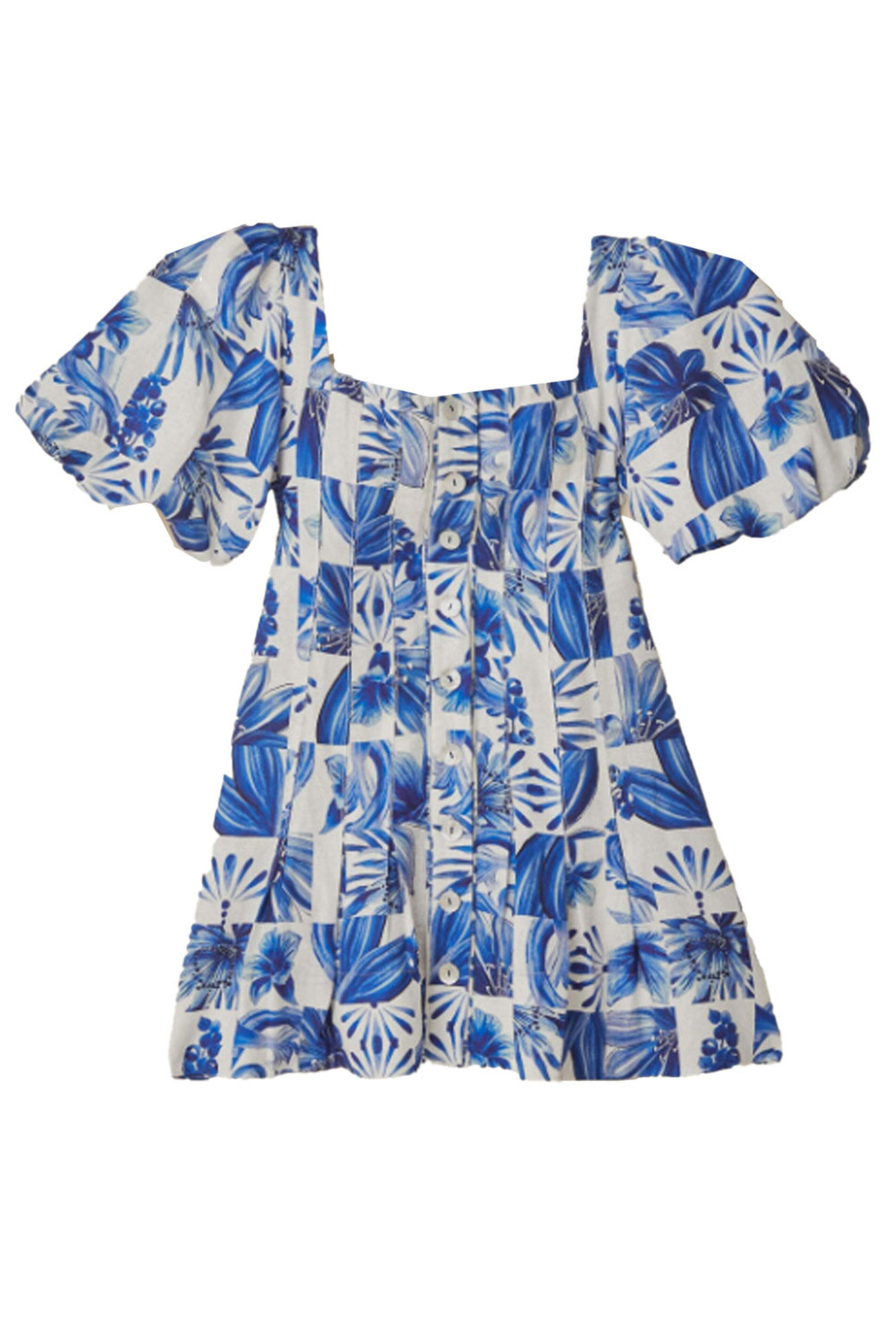 Farm Rio - Garden Tiles Off White Mini Dress