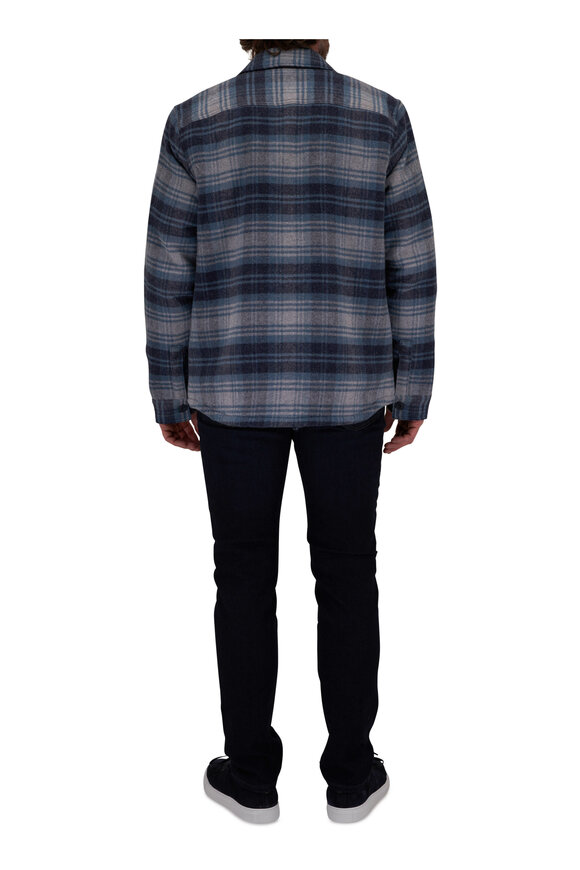 Faherty Brand CPO Mountain Mist Plaid High Pile Fleece Shacket  - view 3
