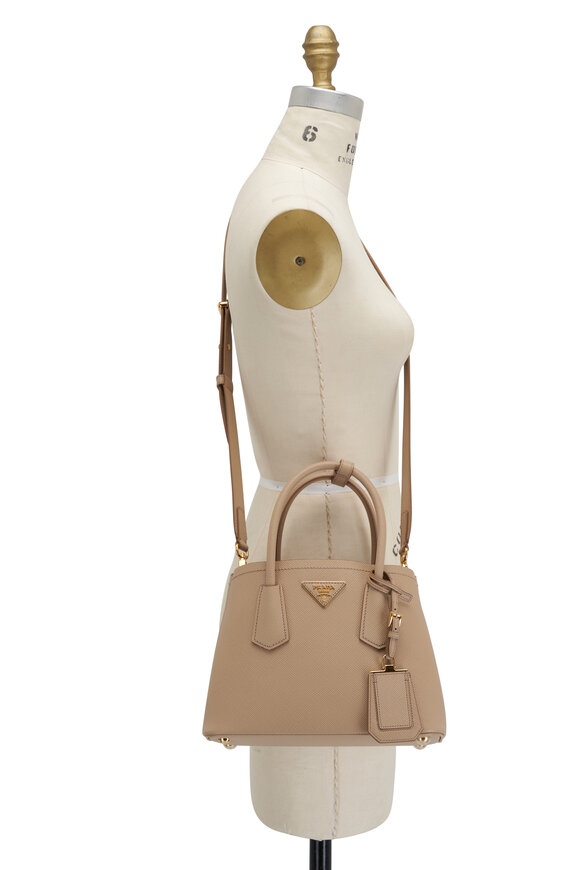 Prada - Mini Double Tan Saffiano Leather Bag