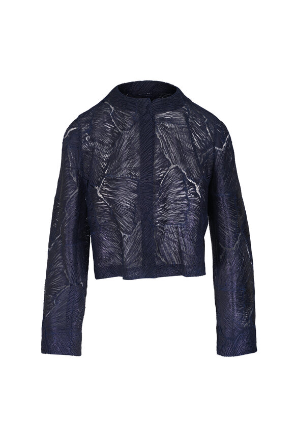 Akris Haron Navy Embroidered Short Jacket - view 1