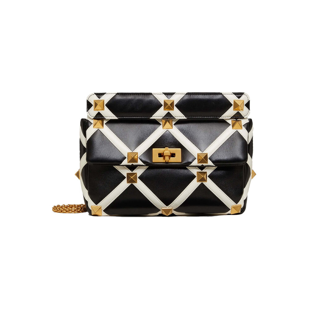 Valentino Garavani - Large Roman Stud Shoulder Bag in Nero
