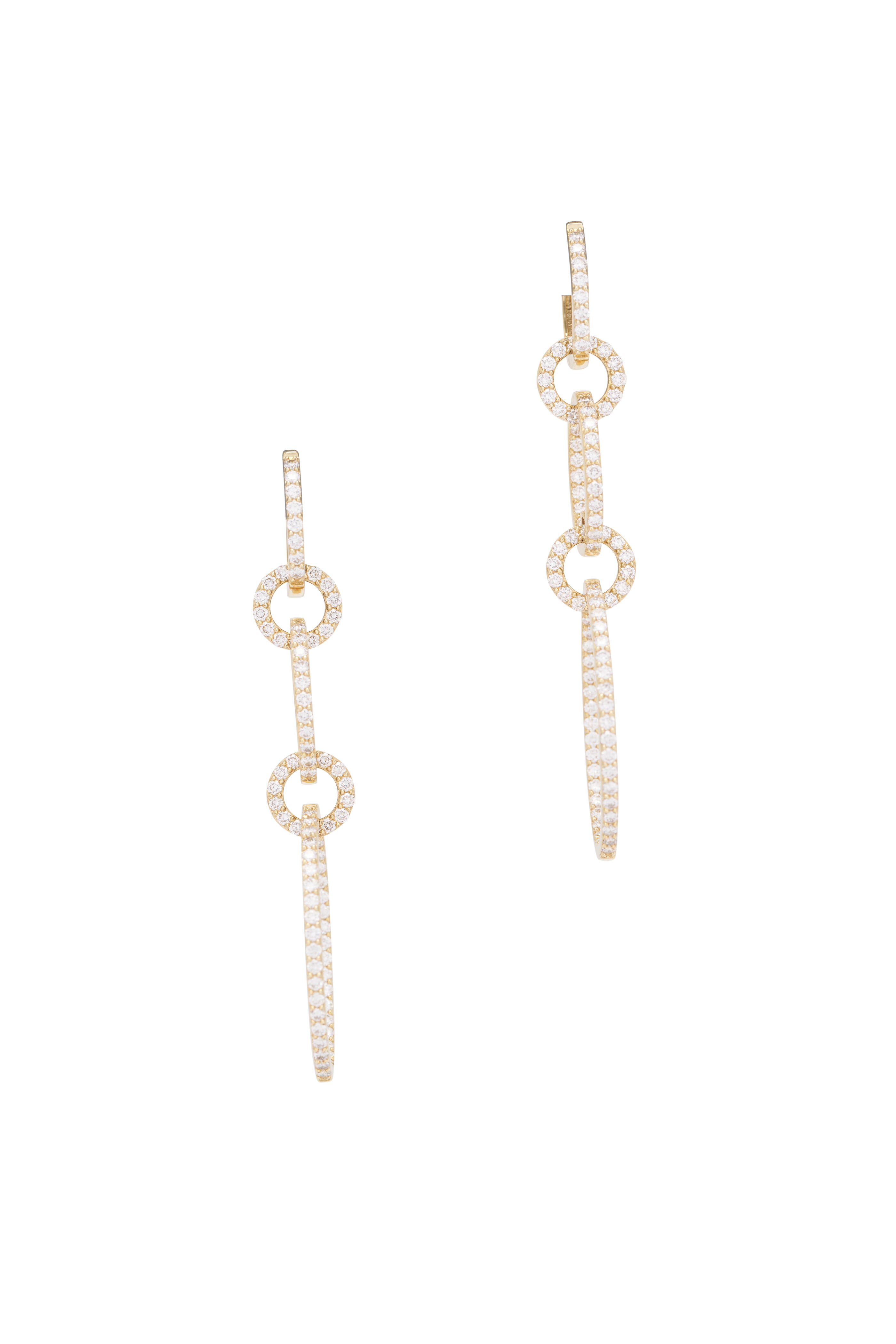 Kai Linz - 14k Yellow Gold Triple Diamond Drop Earring - view 1