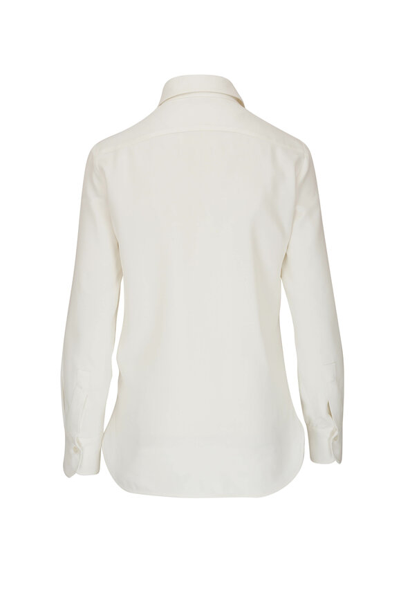 Kiton - White Tie Neck Blouse 