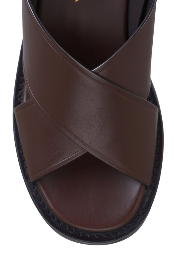 Prada - Crisscross Slingback Brown Leather Sandal, 45mm