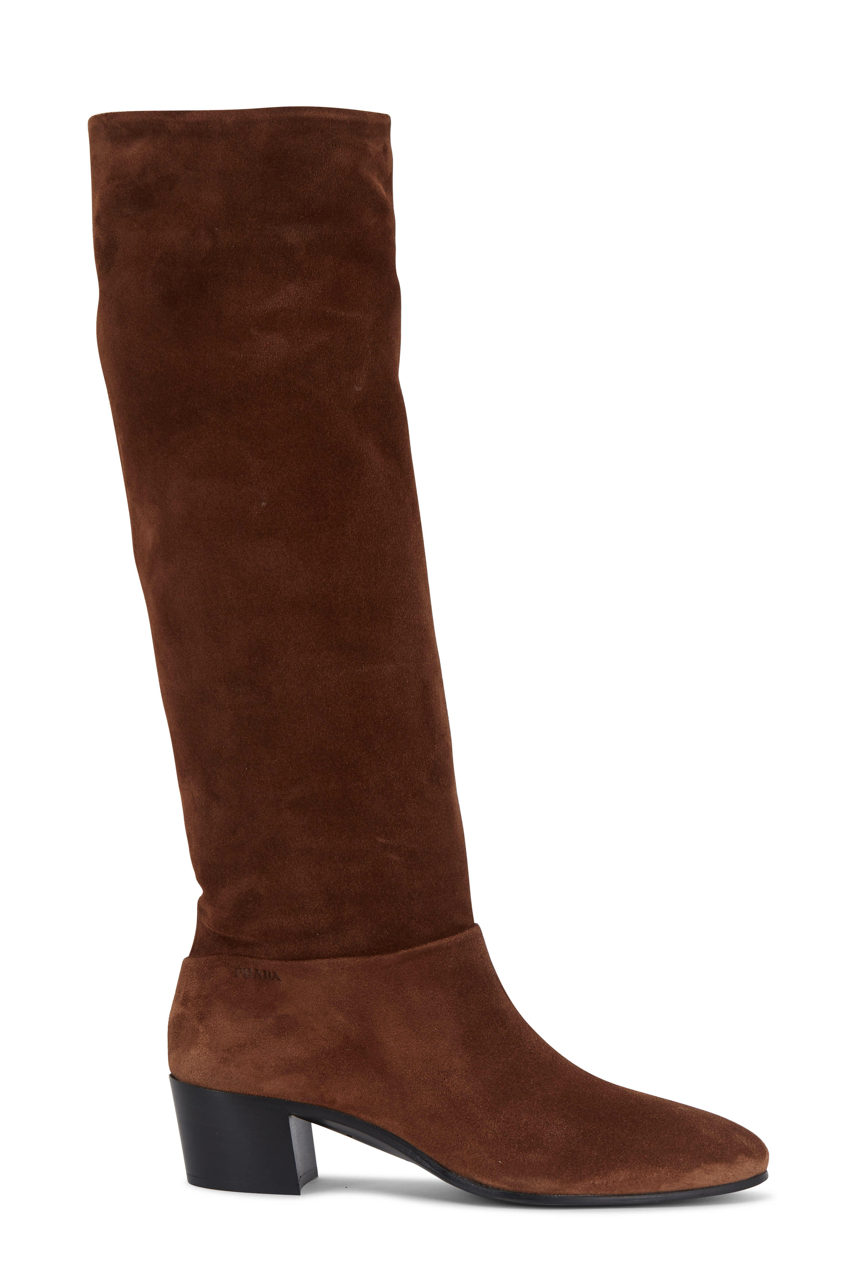 Prada - Brown Suede Slouchy Tall Boot, 45mm