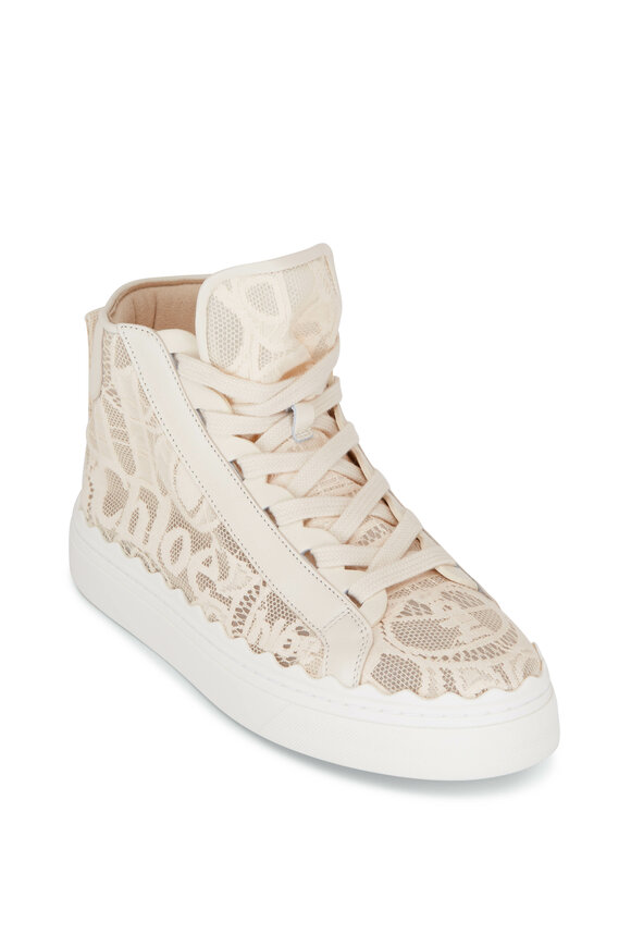 Chloé - Lauren Beige Lace High Top Sneaker
