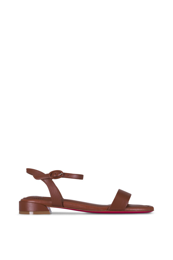 Christian Louboutin Jane Brown Leather Flat Sandal - view 6
