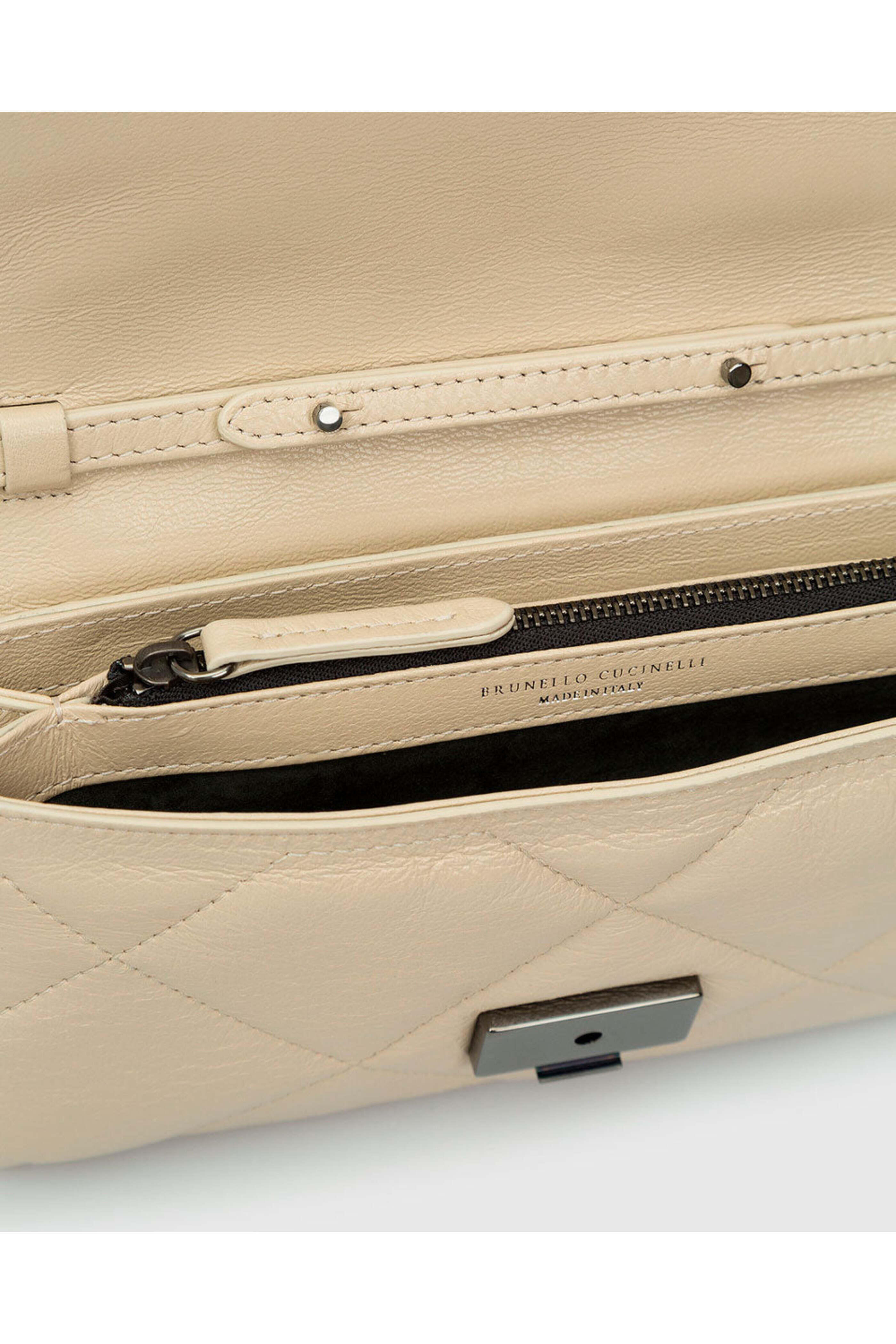 Brunello Cucinelli - Shiny Quilted Crossbody Bag in Rice