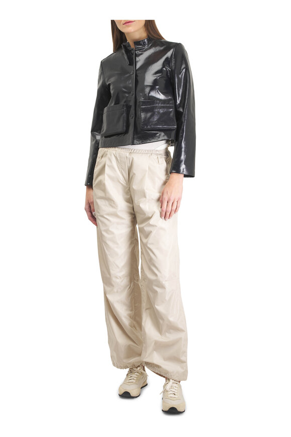 Dorothee Schumacher Sleek Shine Dark Navy Leather Jacket - view 2
