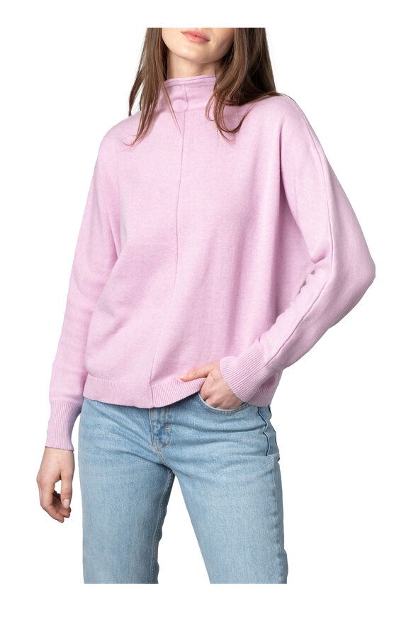 Kinross - Orchid Cotton Funnel Neck Sweater