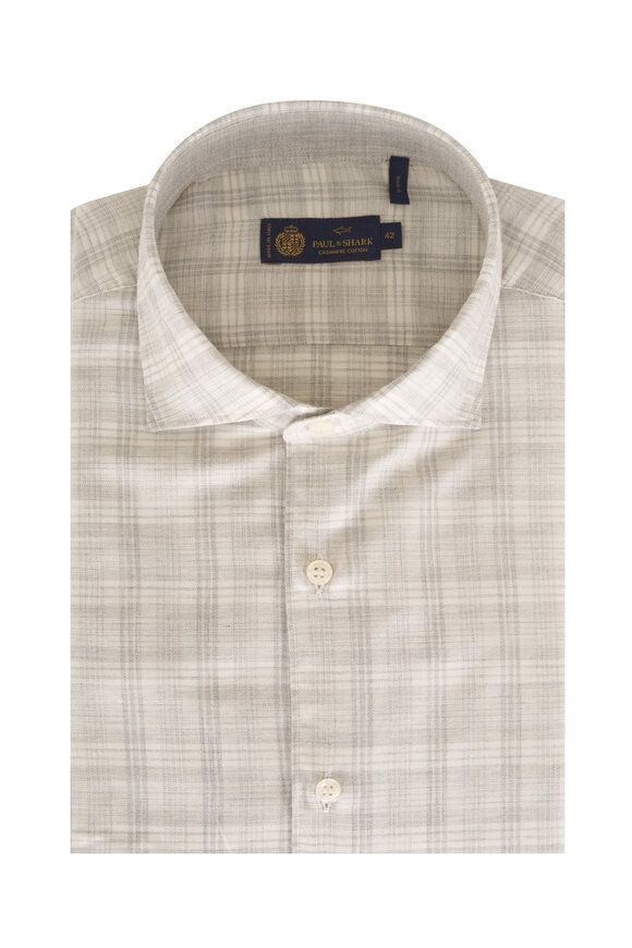 Paul & Shark Gray Plaid Cotton & Cashmere Sport Shirt - view 1