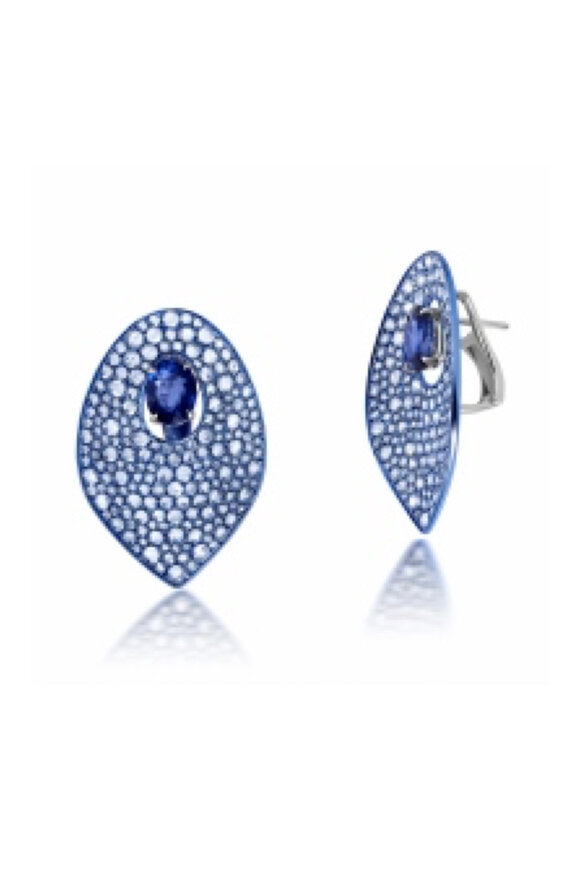 Graziela Gems Blue Sapphire & Diamond Earrings 