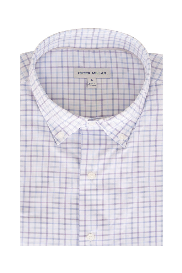 Peter Millar Bruce Navy Check Crown Lite Sport Shirt - view 1