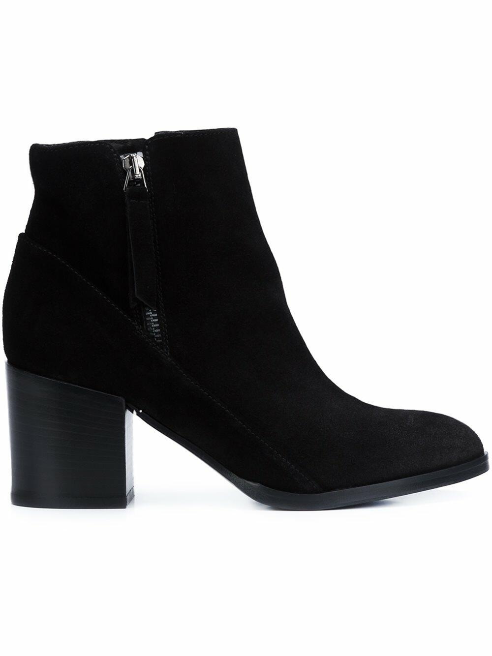 Italeau - Rea Black Suede Double Zip Ankle Boot, 70mm