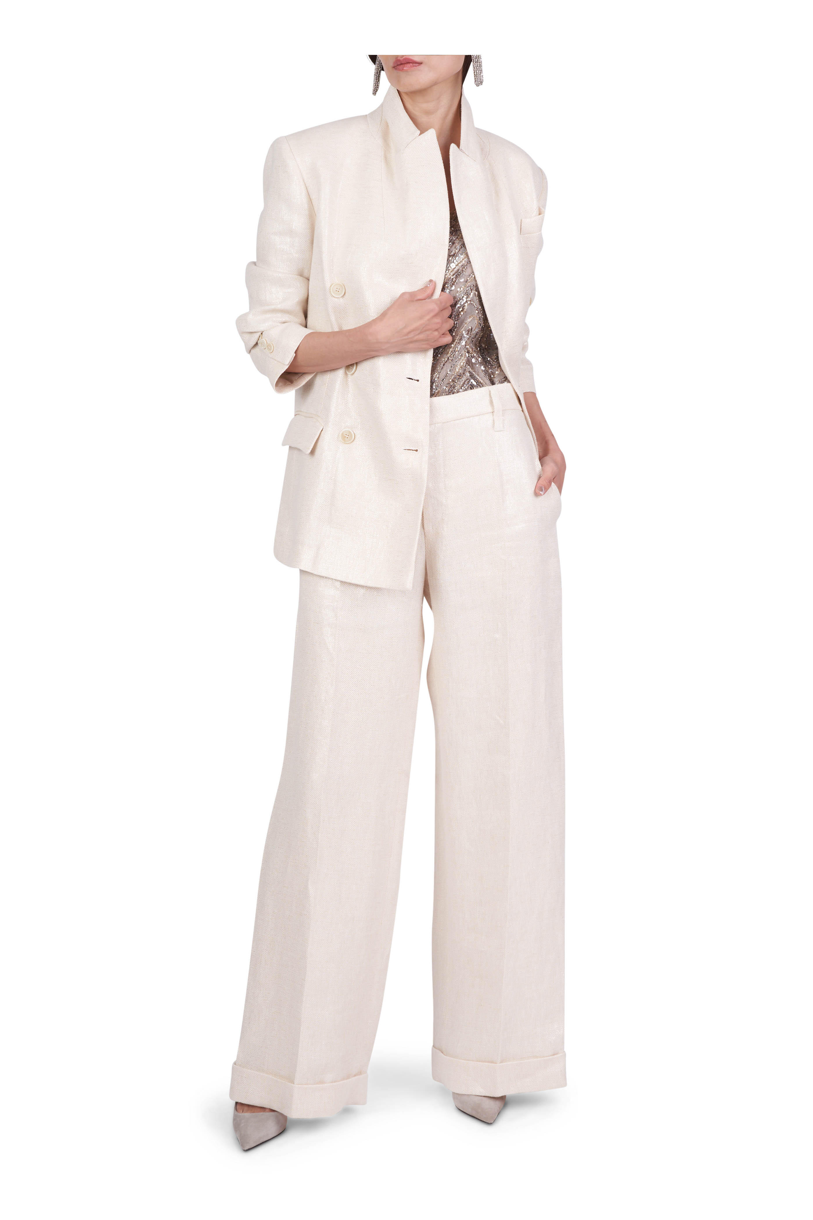 Brunello Cucinelli - Shimmering Cotton Silk Twill Double Breasted Blaze