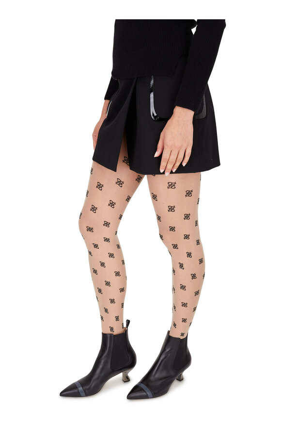 Nude Karligraphy Logo Embroidered Tights