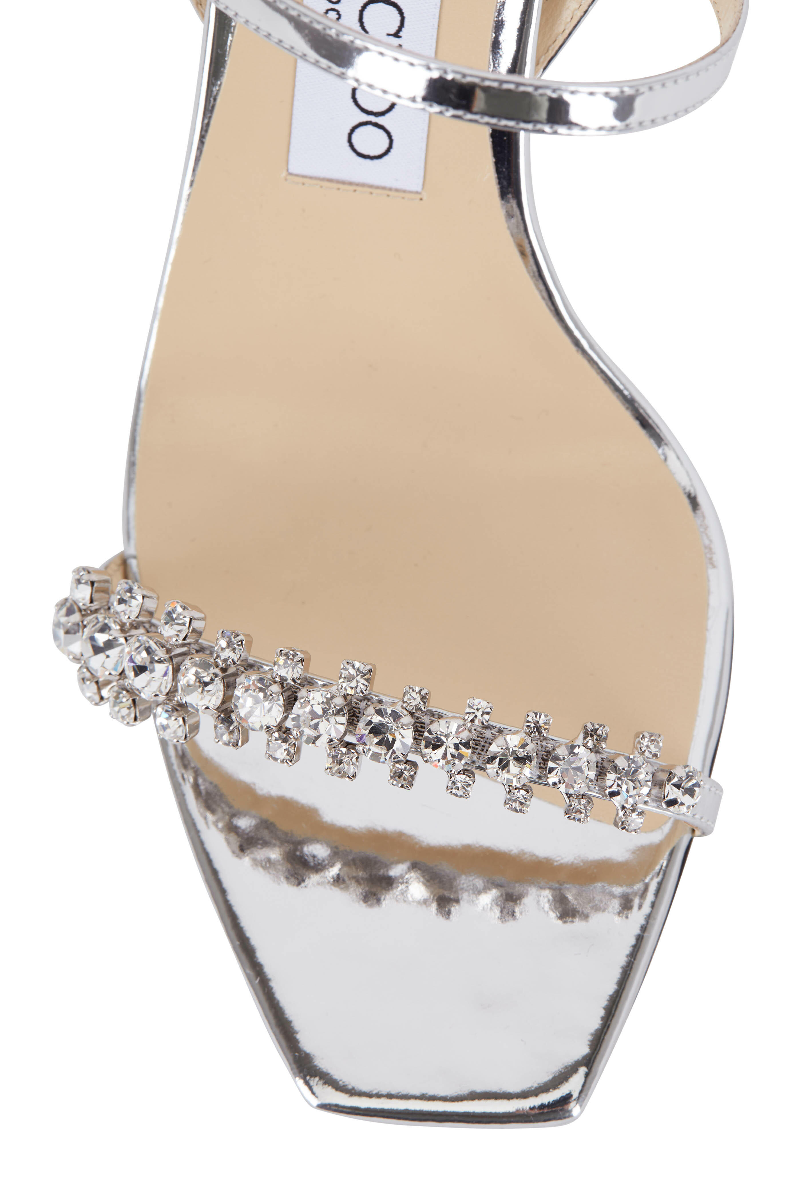 Jimmy Choo - Meira Zox Silver Leather & Crystal Sandal, 85mm