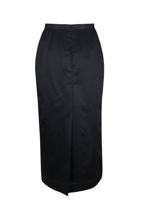 Valentino Black Satin Bow Midi Skirt - view 4