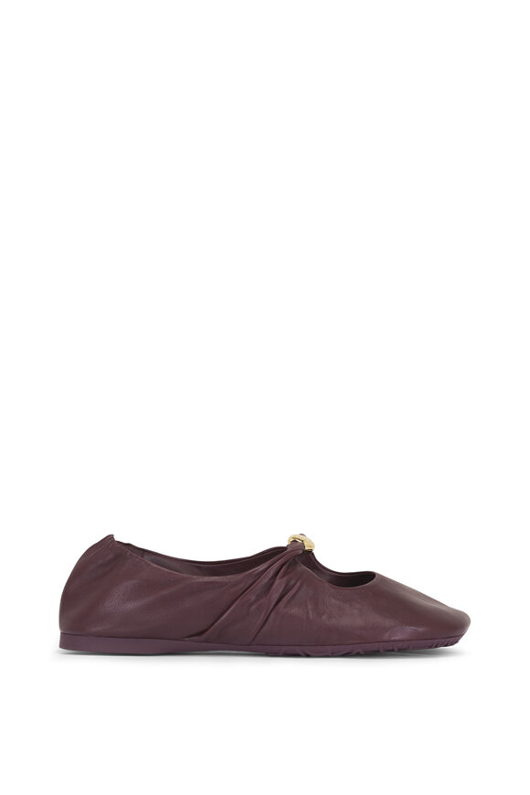 Loewe Burgundy Soft Leather Ballerina Flat - view 3