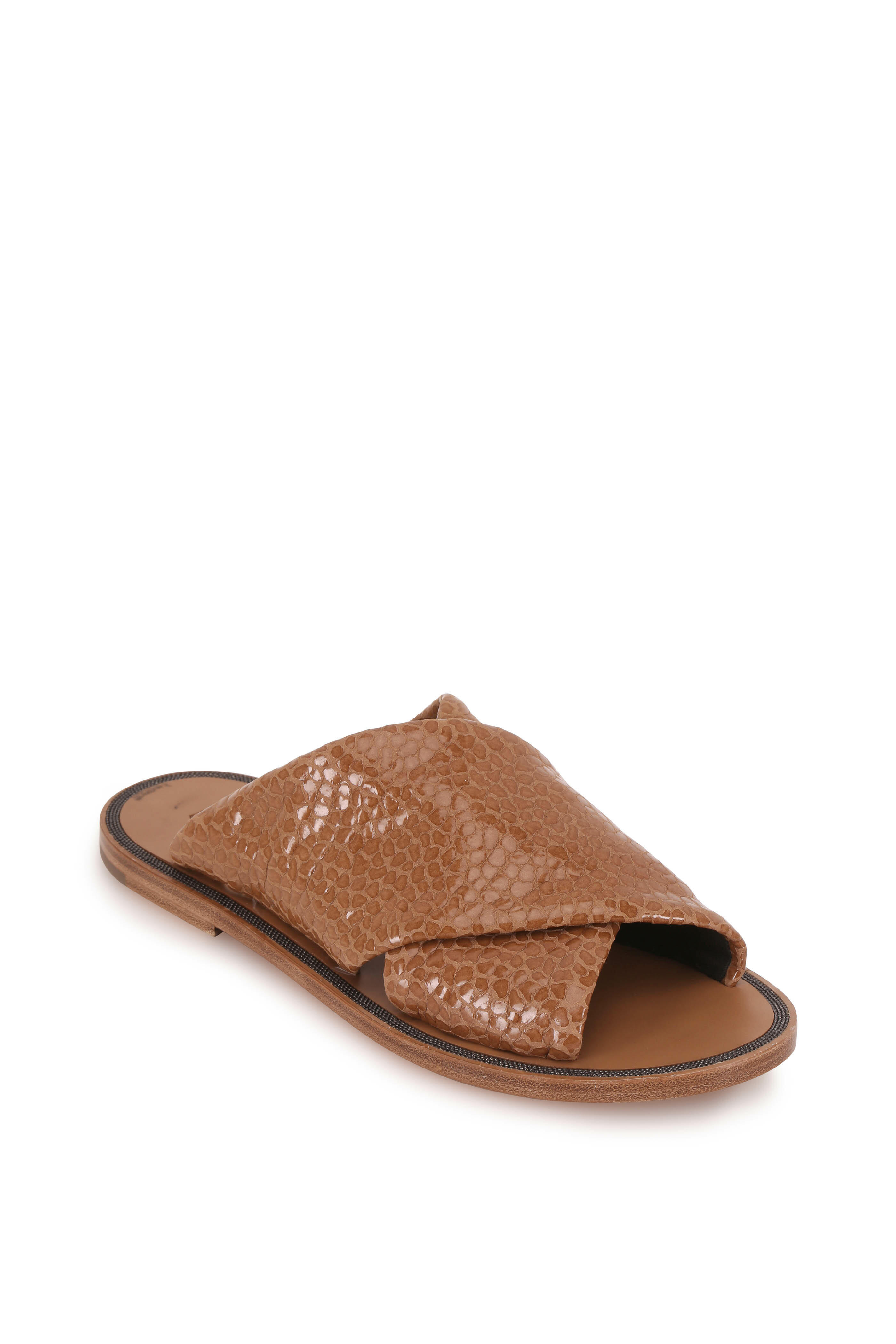 Brunello Cucinelli - Light Brown Textured Leather Criss