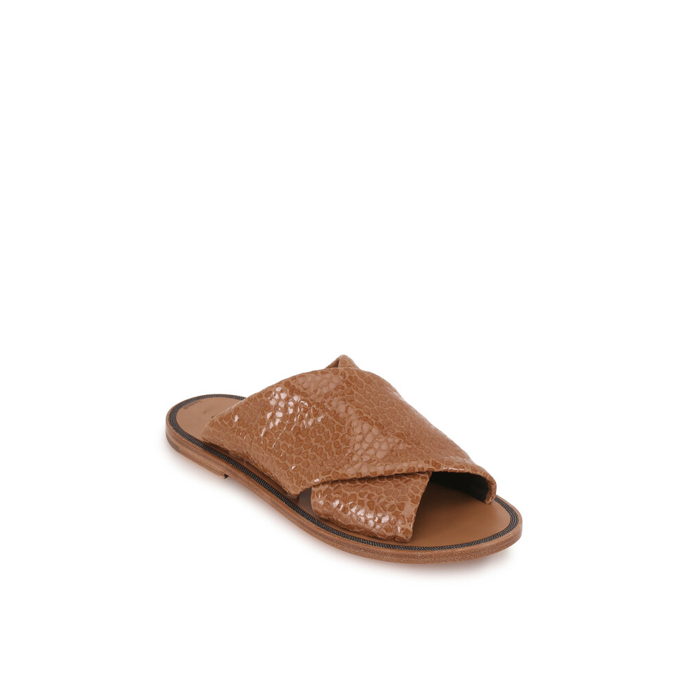 美品】BRUNELLO CUCINELLI バングル レザー ゴールドブラウン
