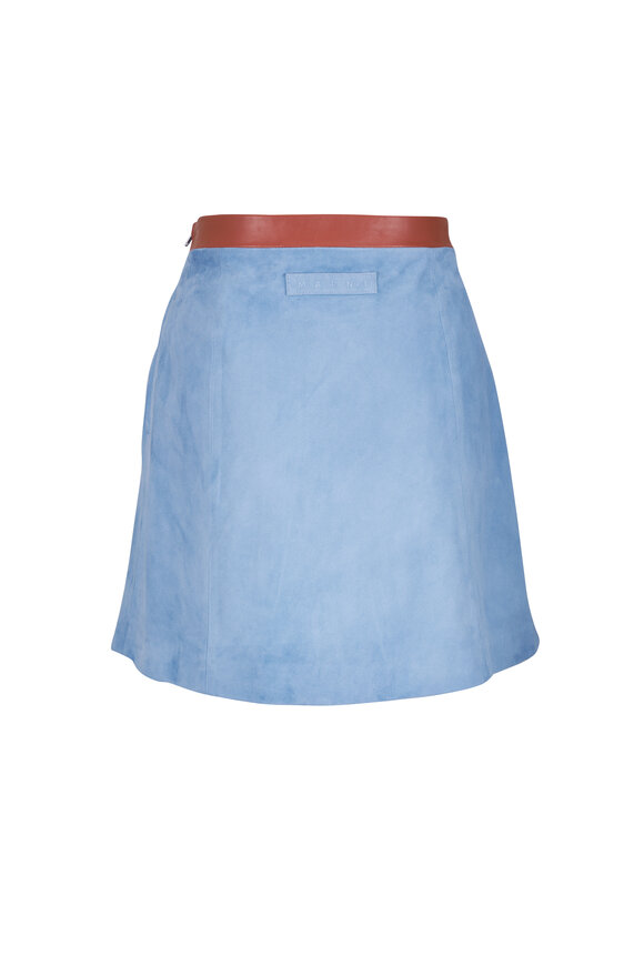 Marni Light Blue Suede Flared Mini Skirt - view 3