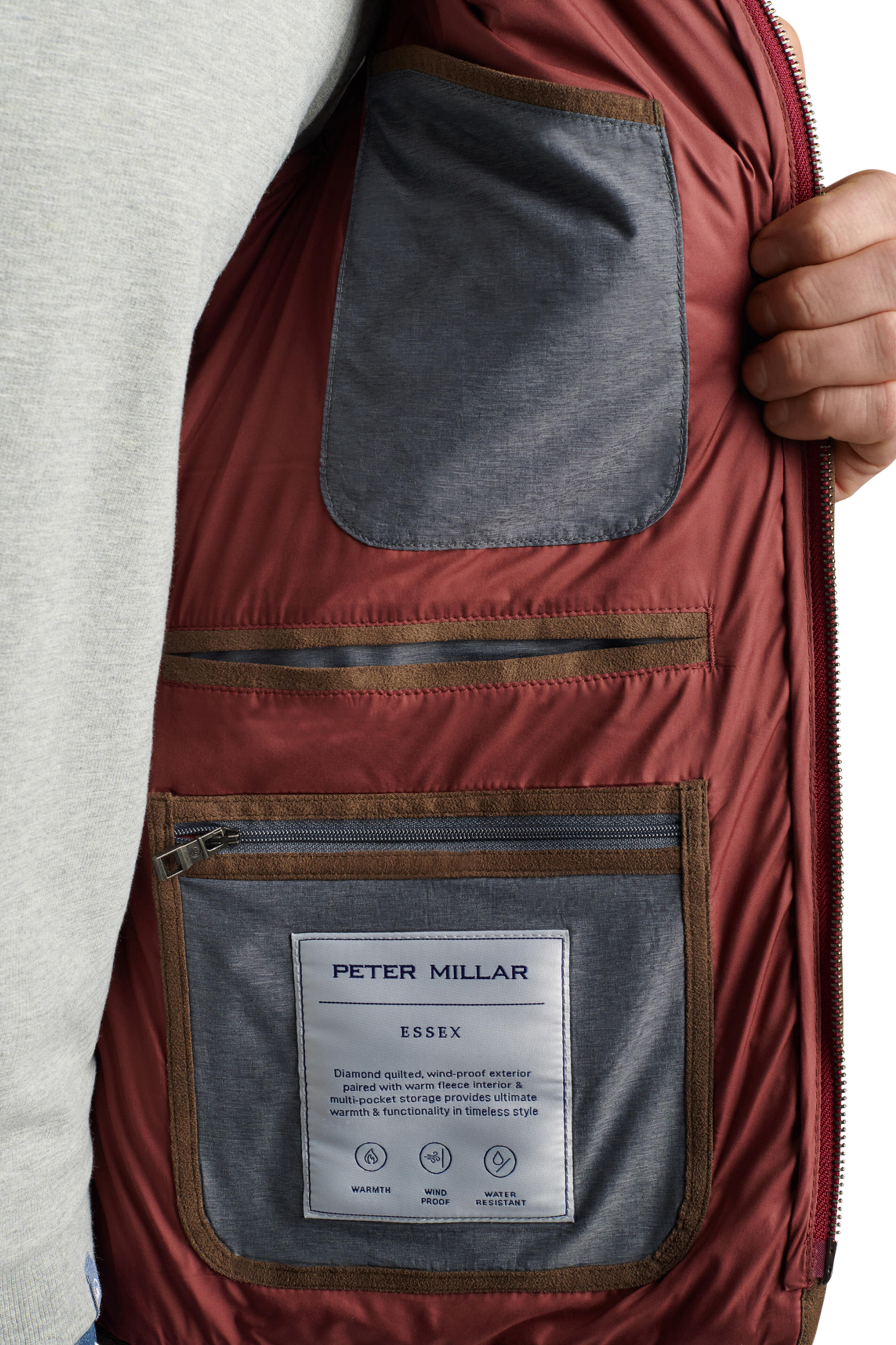 Peter Millar Essex Quilted Wool Travel Vest: Claret