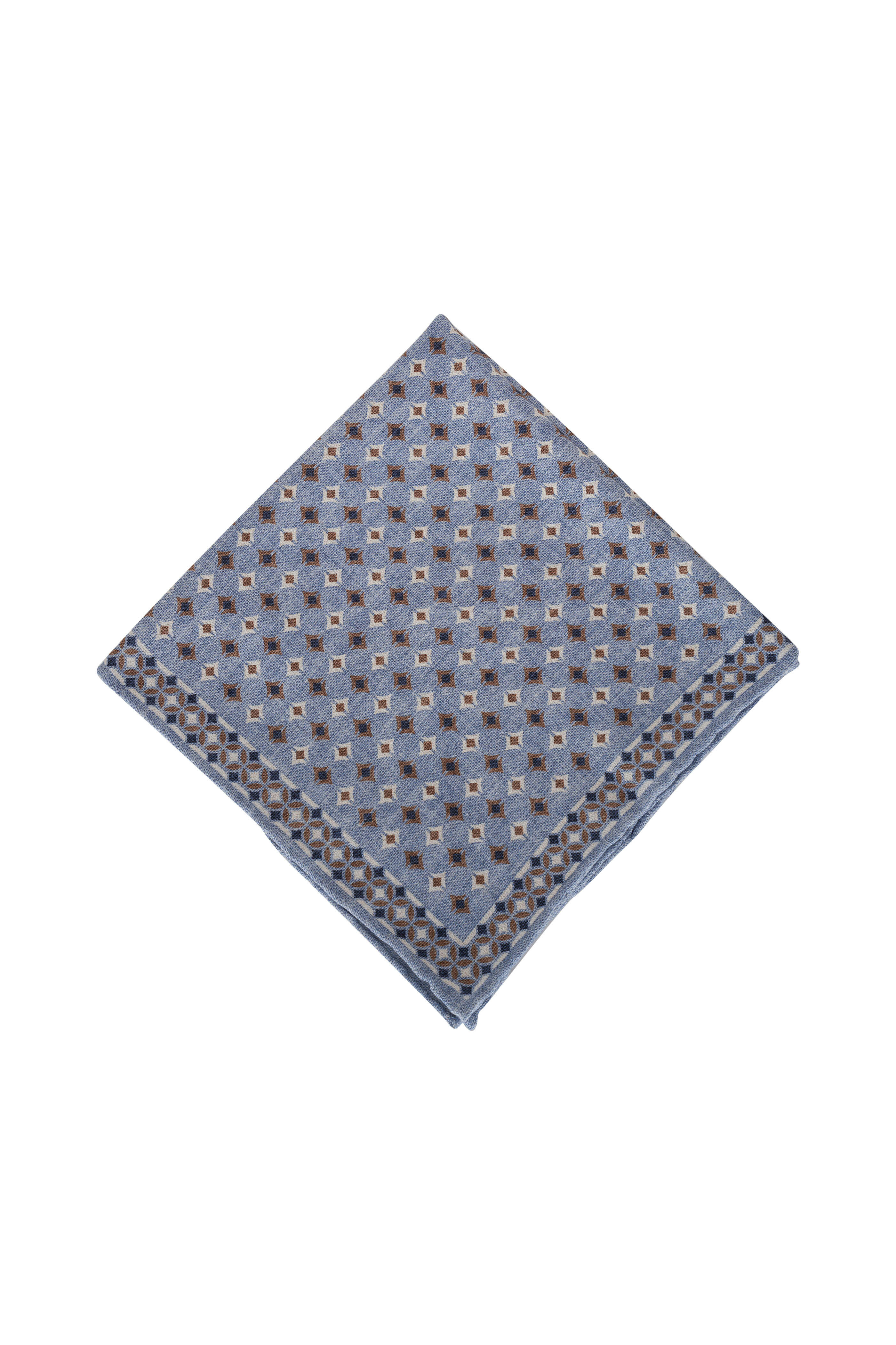 Brunello Cucinelli - Blue & Brown Diamond Reversible Pocket Square