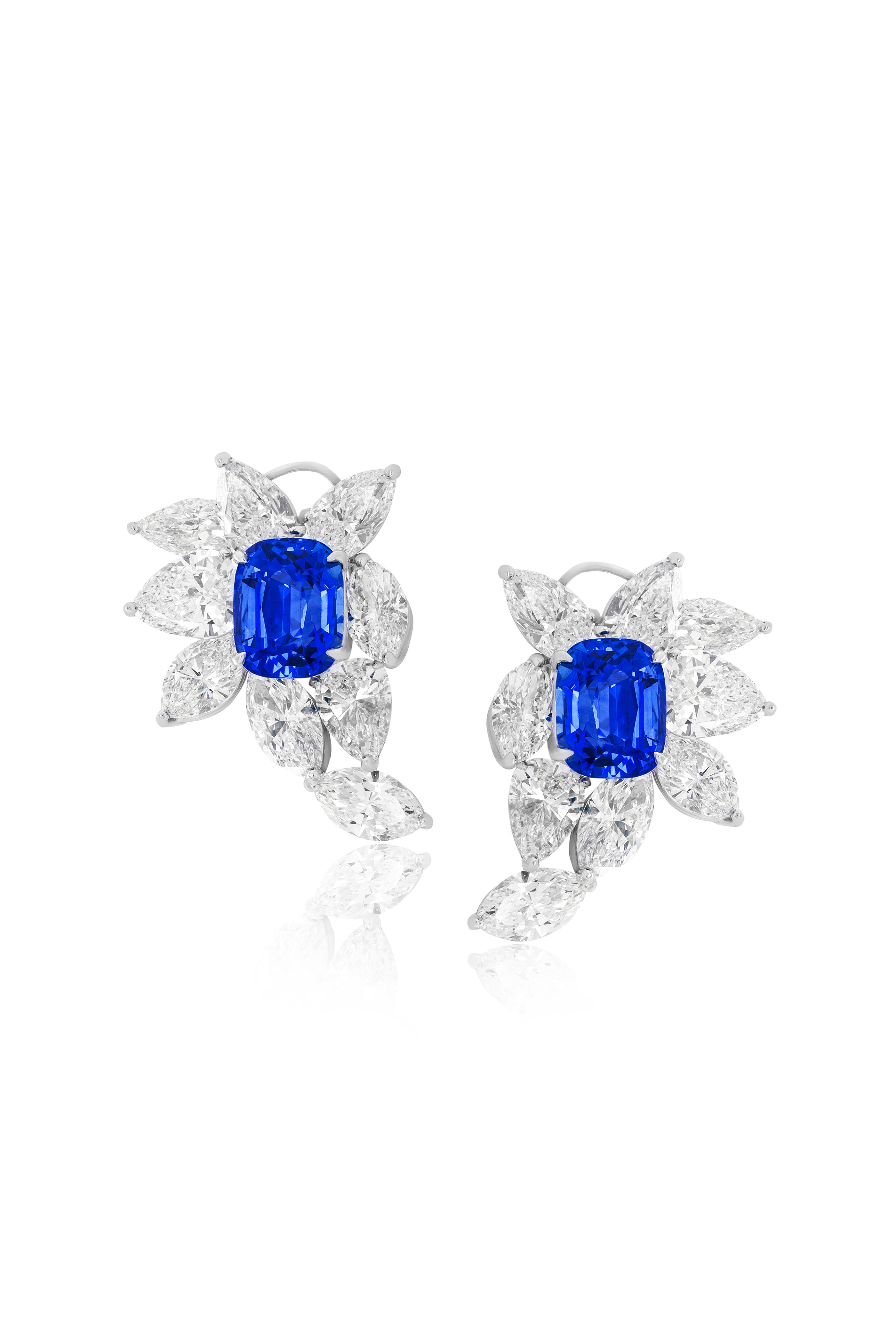 Diana M Jewels - Platinum Sapphire & Diamond Stud Earring - view 1