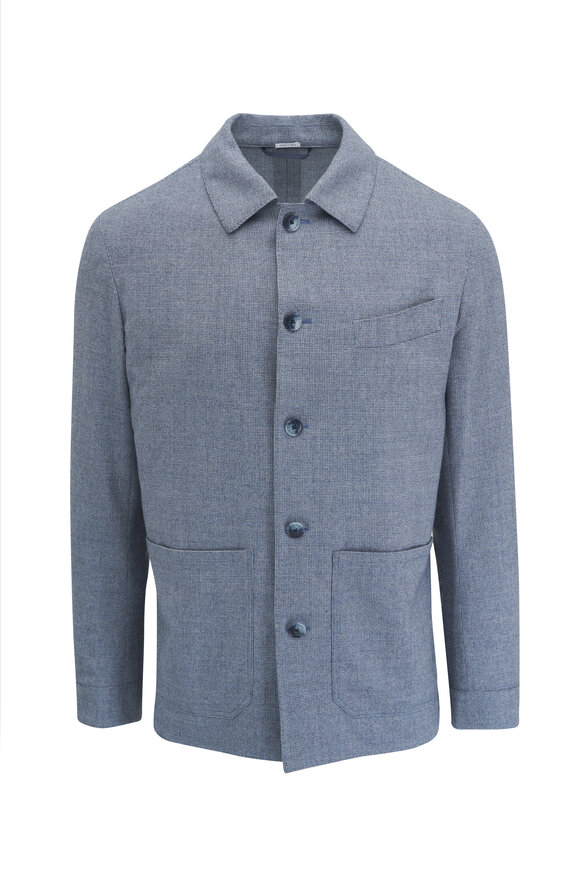 Atelier Munro Light Blue Wool Relaxed Fit Jacket 