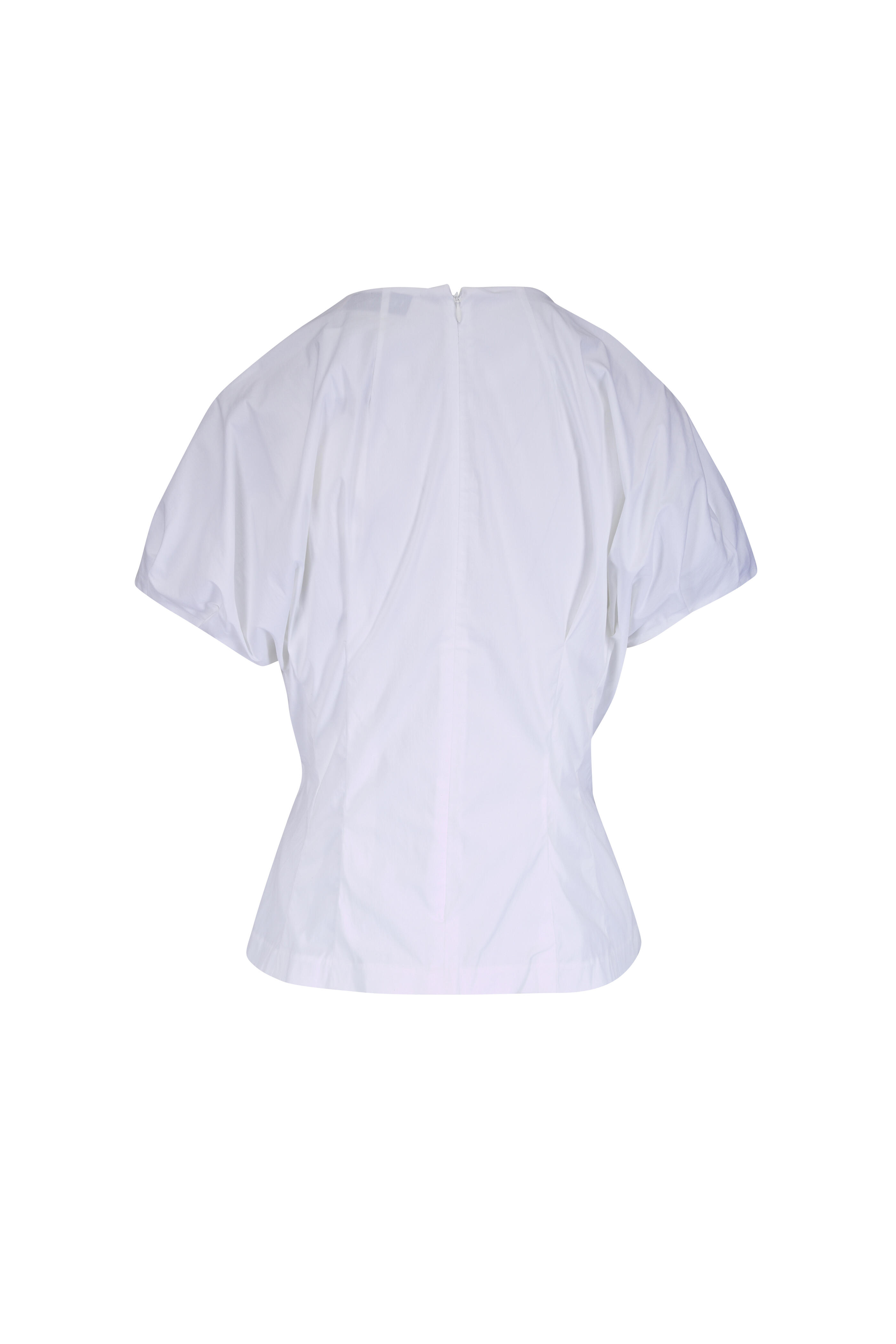 Lela Rose - Poplin White Cotton Bubble Sleeve Top - view 6
