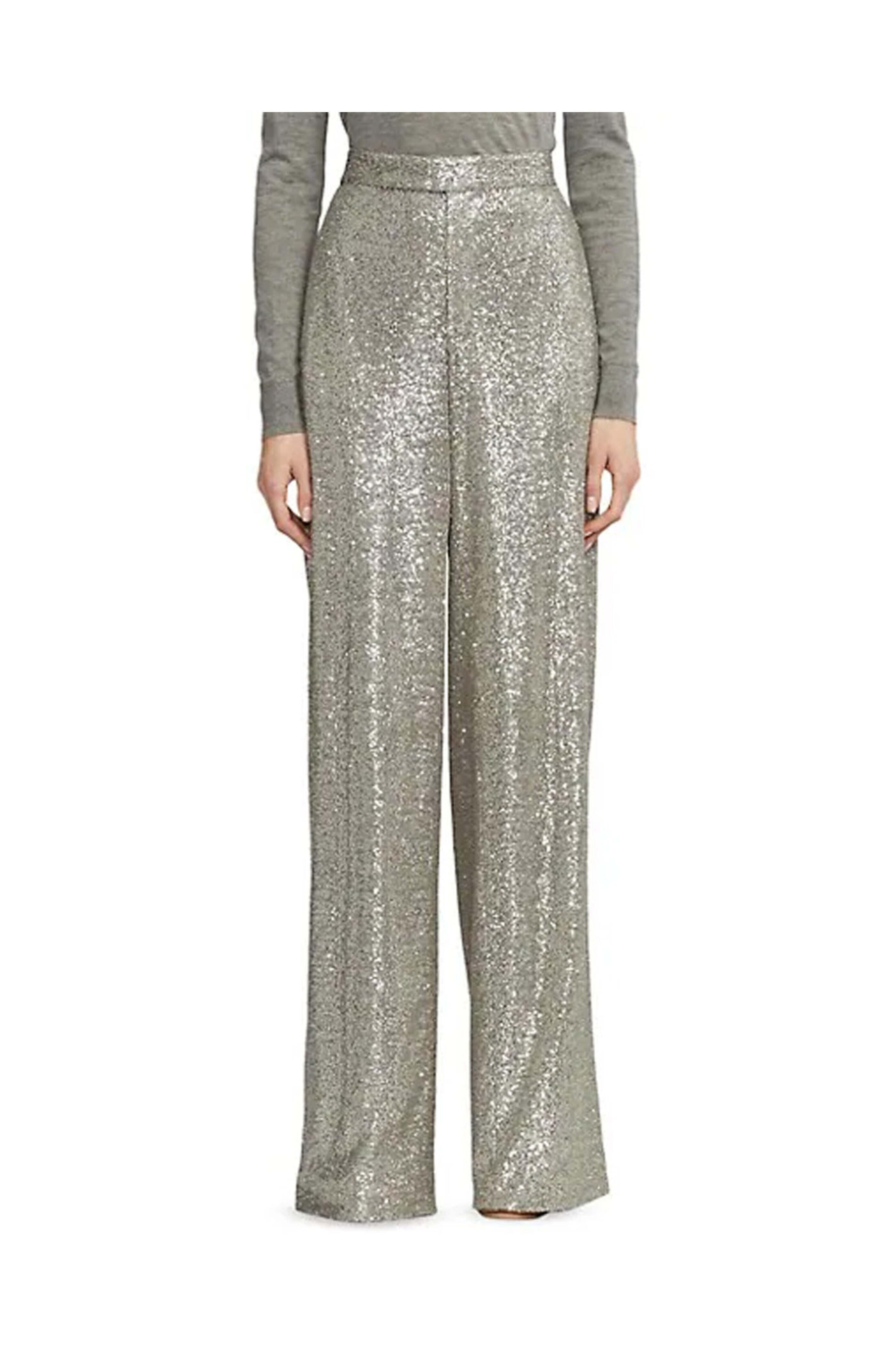 Ralph Lauren - Silver Sequin Embellished Wells Pant