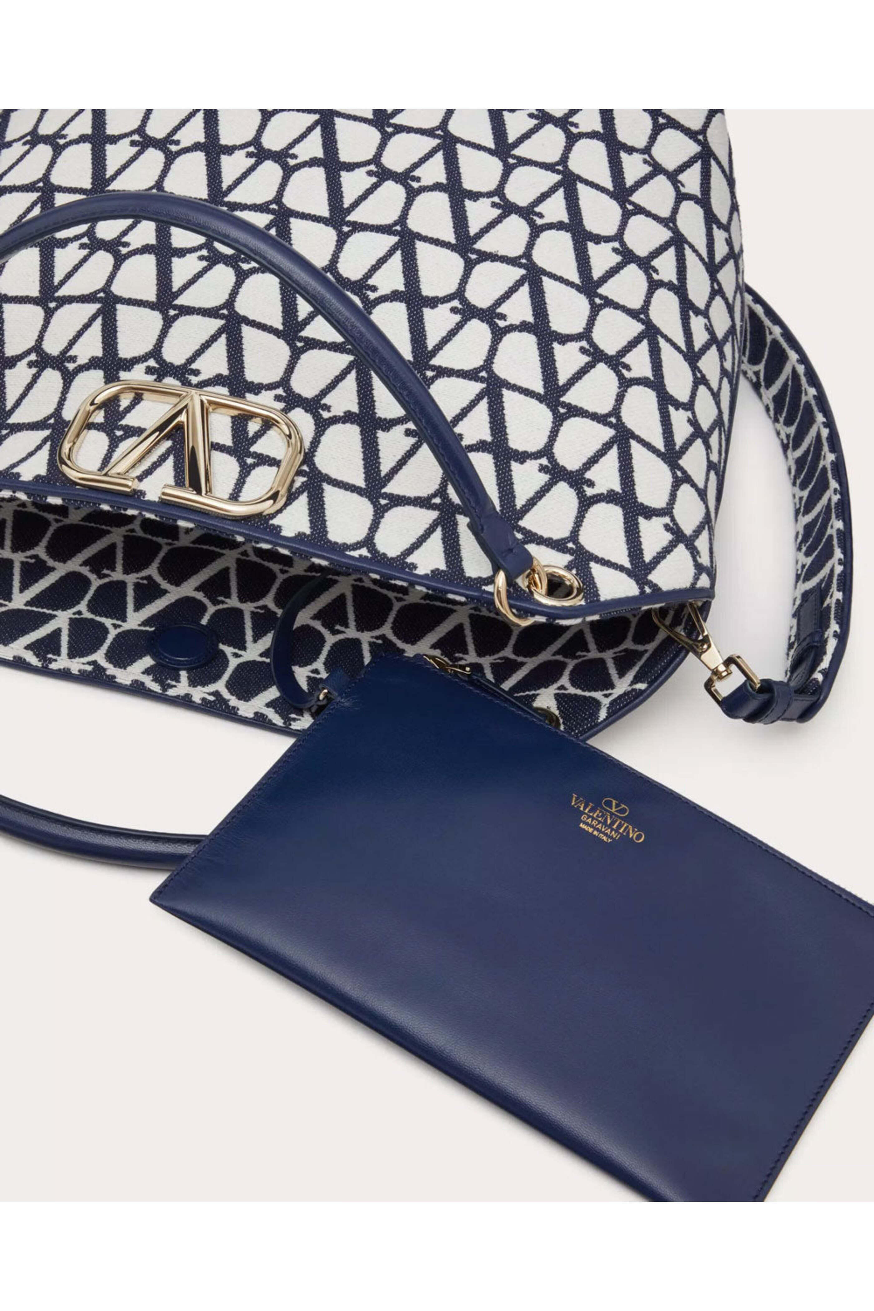 Valentino Garavani - All In Toile Iconographe Tote in Blue & White