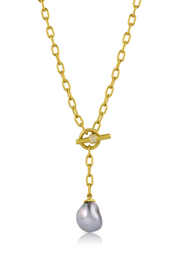 Leigh Maxwell 18k Yellow Gold Lariat Tahitian Pearl Necklace - view 1