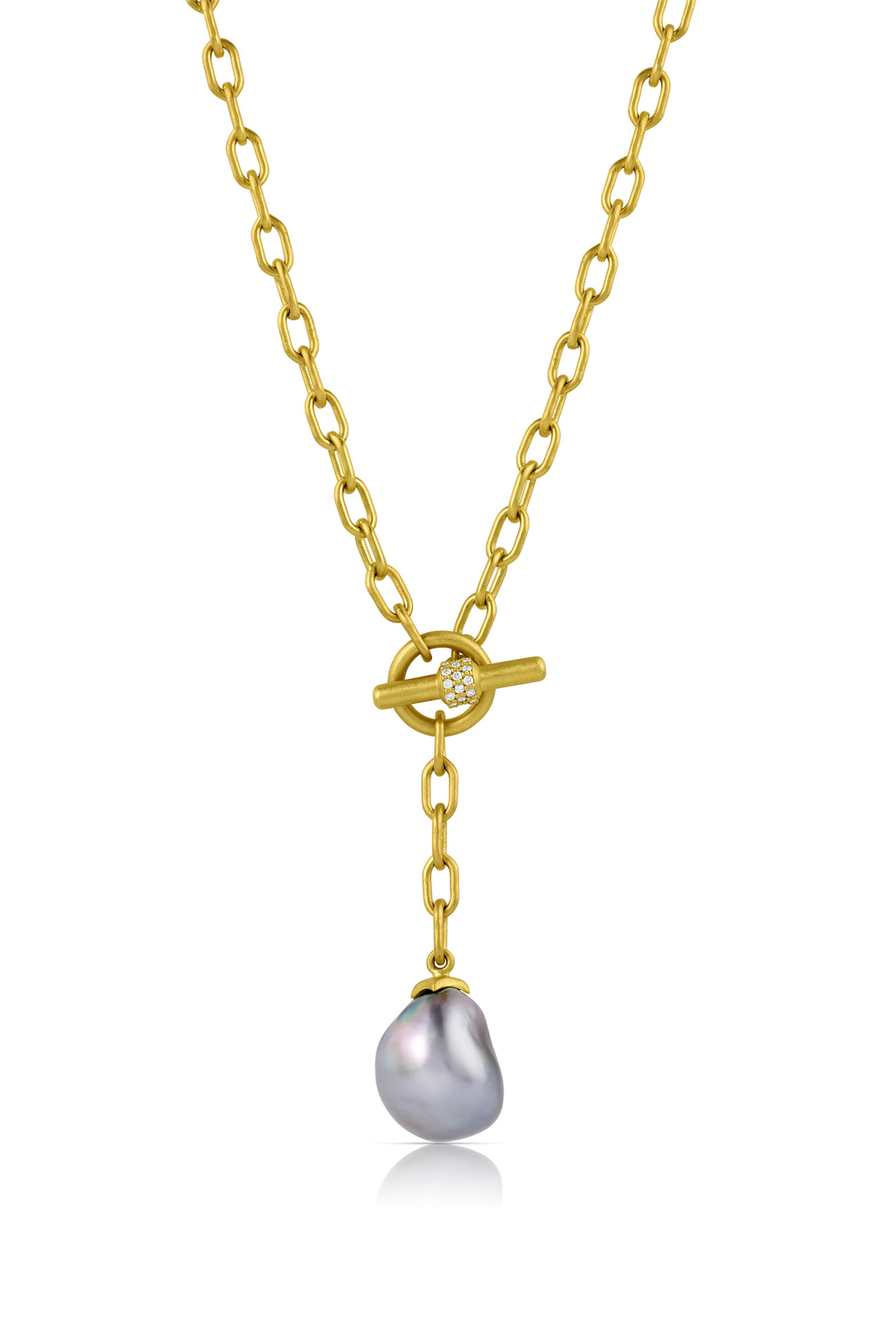 Leigh Maxwell - 18k Yellow Gold Lariat Tahitian Pearl Necklace - view 1