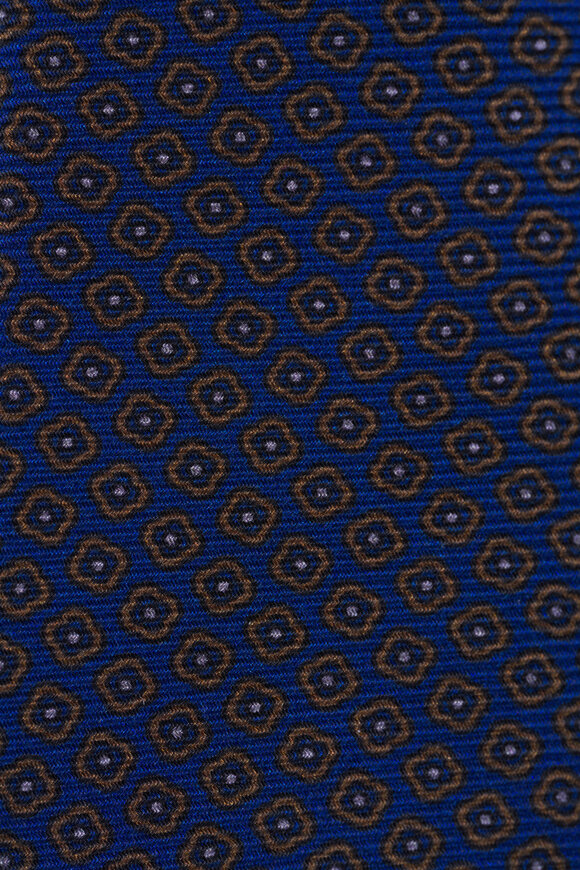 Kiton Navy Blue Geometric Silk Necktie - view 2