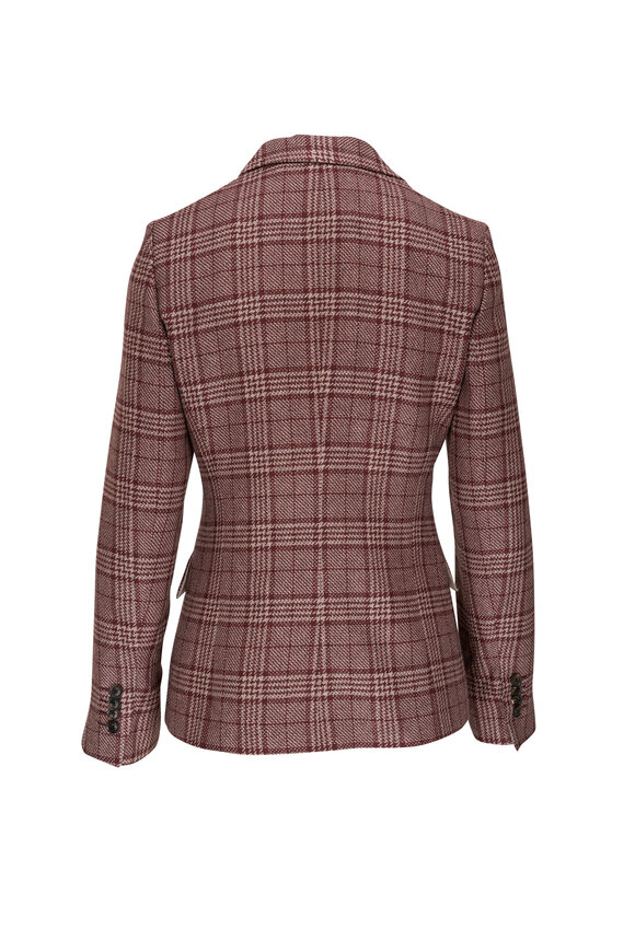 Kiton - Burgundy Plaid Cashmere & Silk Jacket 