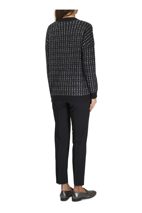 D.Exterior - Black Tweed Knit Lurex Cardigan 