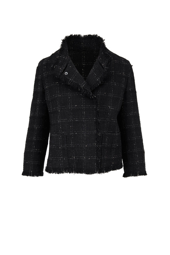 Akris Punto - Black & Cream Tweed Crop Jacket