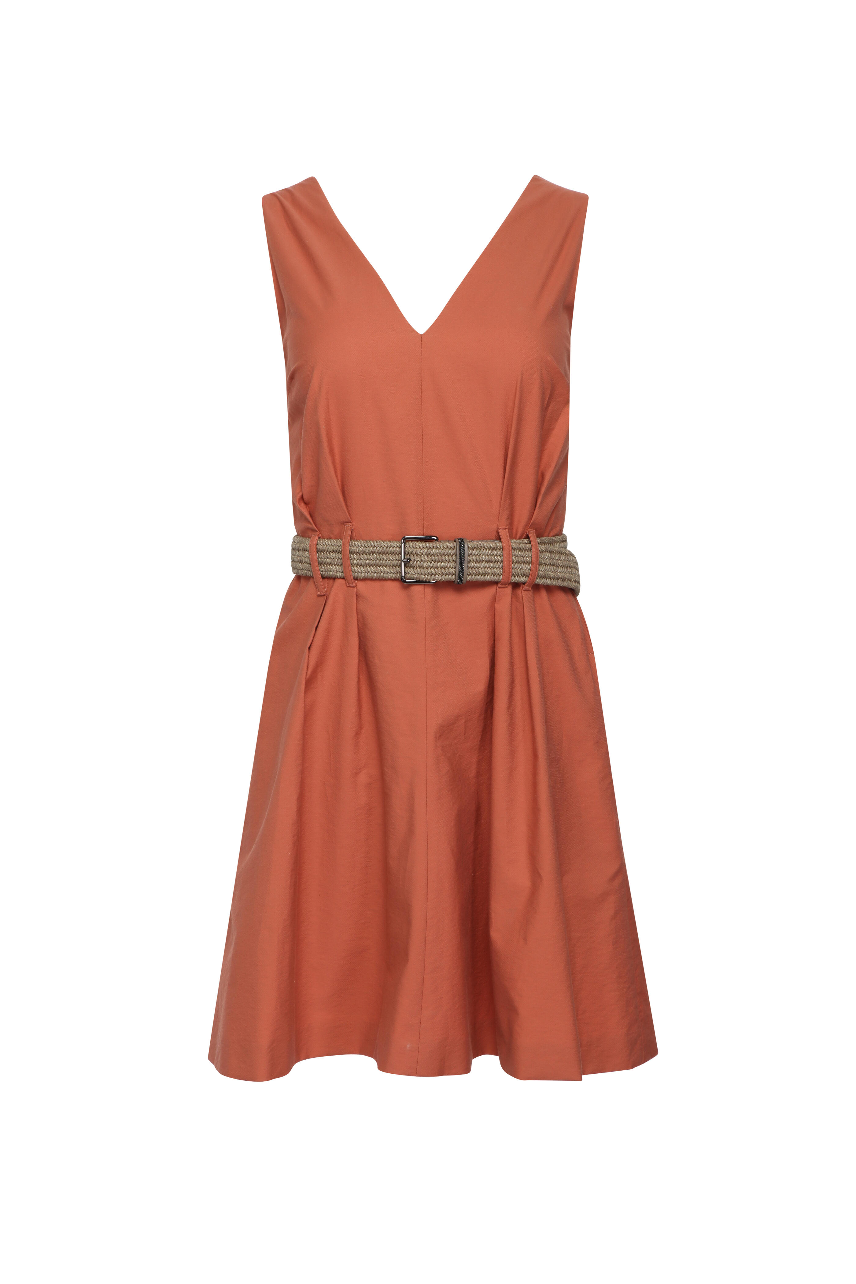 Brunello Cucinelli - Orange Crispy Diagonal Mini Dress