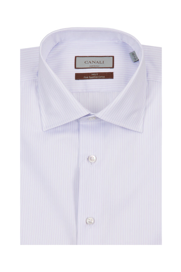 Canali Purple Stripe Cotton Sportshirt - view 1