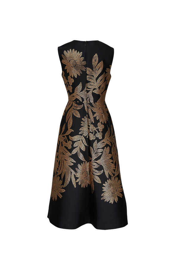 Lela Rose - Blair Black & Gold Floral Dress 