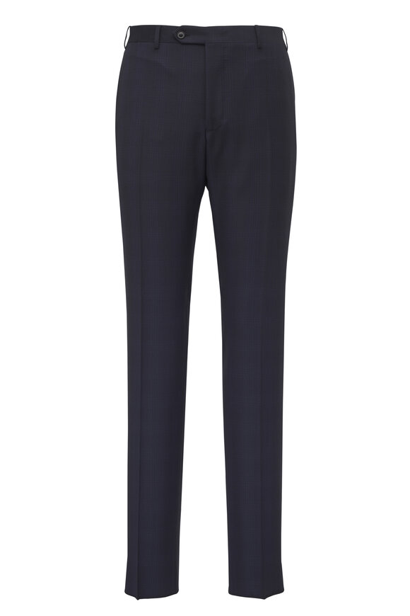 Canali Navy Tonal Plaid Wool 150's Suit - view 3