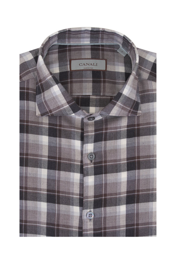 Loro Piana - Solid Orange Linen Sport Shirt | Mitchell Stores