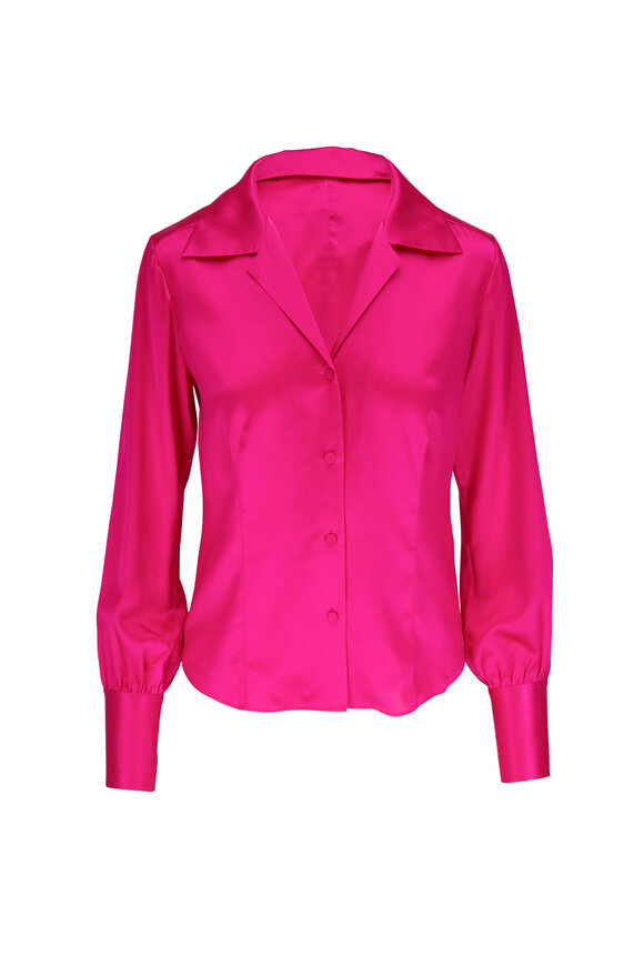 Frame - The Femme Magenta Stretch Silk Shirt