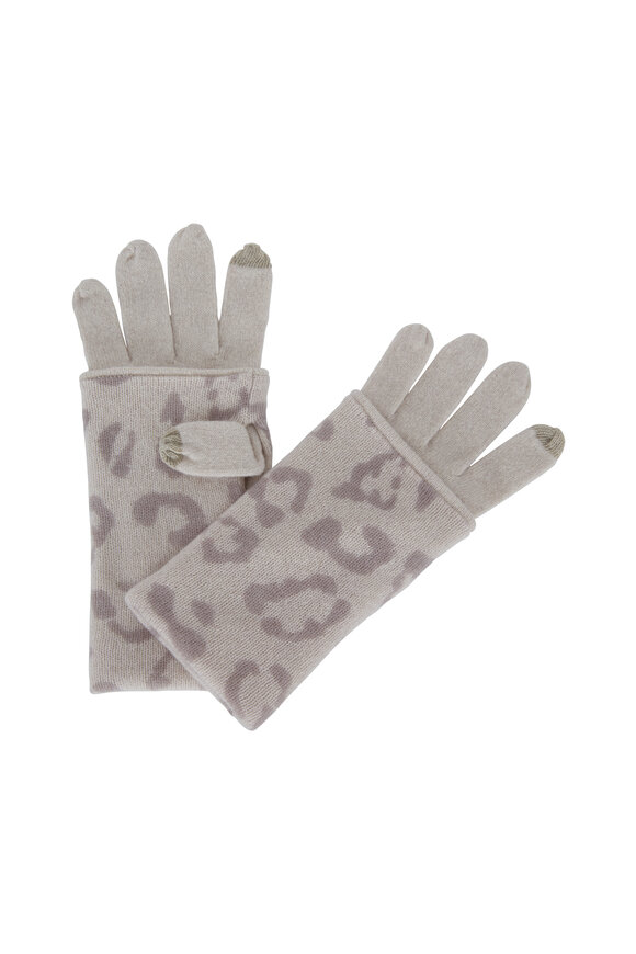 Birch Cashmere Leopard Print Gloves