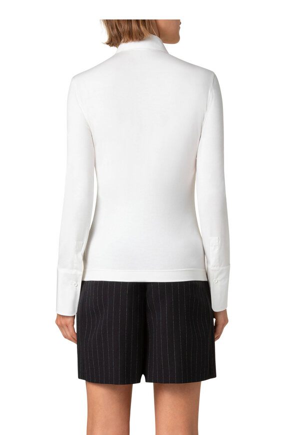 Akris Punto - White Mix Media Button Down Blouse